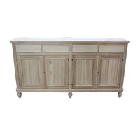 Credenza 4 porte 4 cassetti legno grezzo 198x50x107 - Mobili 2G