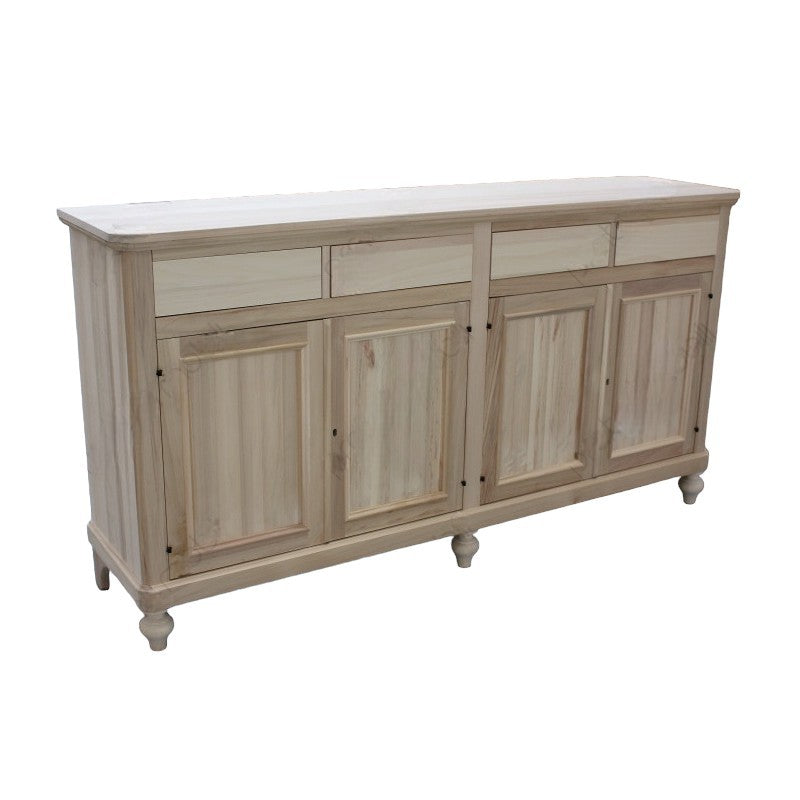 Credenza 4 porte 4 cassetti legno grezzo 198x50x107 - Mobili 2G