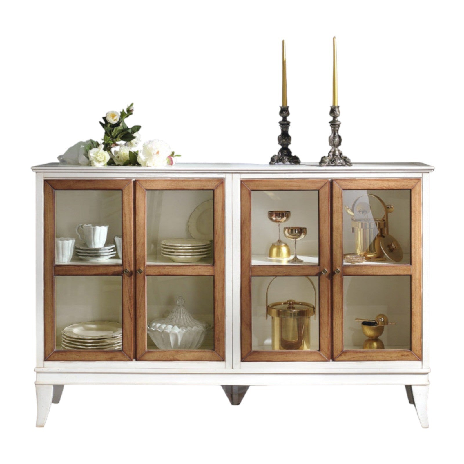 Credenza 4 porte inglesina legno shabby 160x39x104 - Mobili 2G