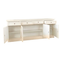 Credenza 4 porte legno shabby bianco anticato decori 205x42x86 - Mobili 2G