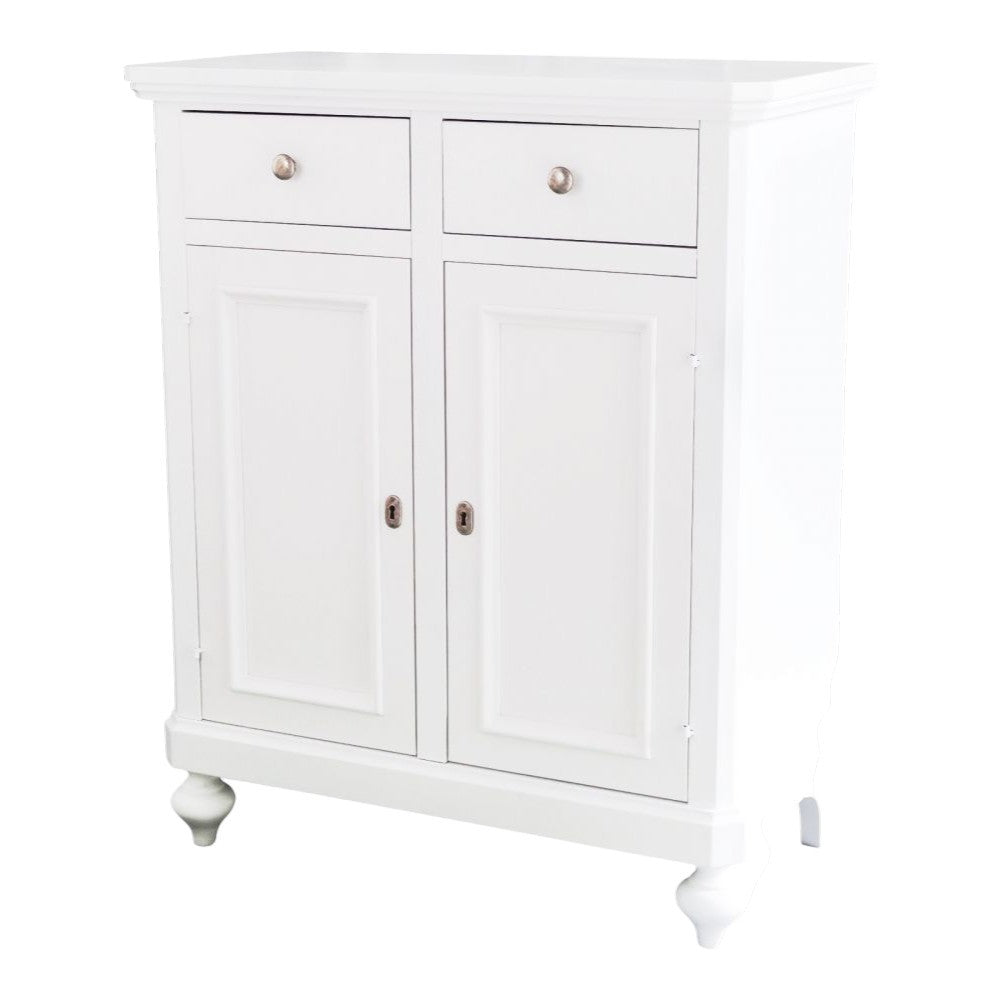 Credenza arte povera 2 ante legno bianco opaco 80x43x97 (1116) - Mobili 2G