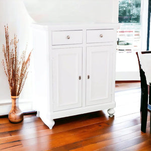 Credenza arte povera 2 ante legno bianco opaco 80x43x97 (1116) - Mobili 2G