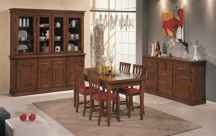 Credenza arte povera 2 porte 7 cassetti legno tinta noce 170x47x96 (1226) - Mobili 2G