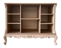 Credenza bacheca a giorno classica barocco legno grezzo 130x48x100 - Mobili 2G