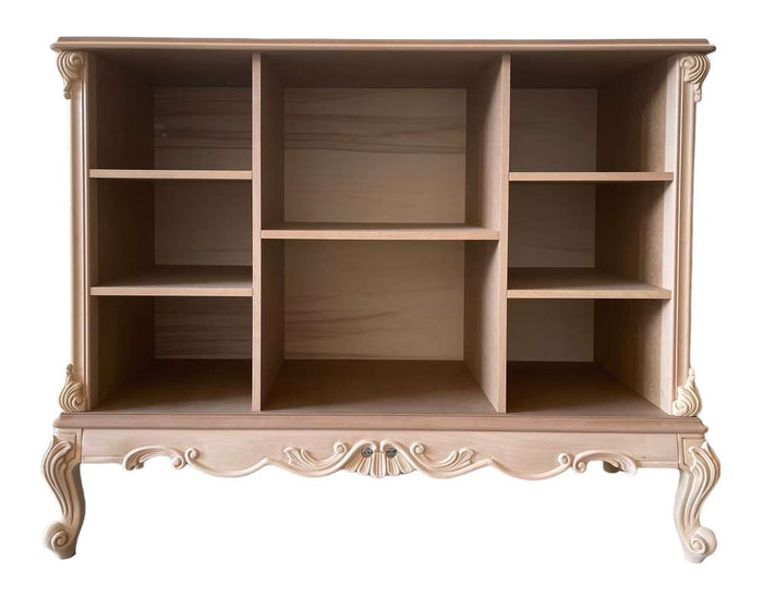 Credenza bacheca a giorno classica barocco legno grezzo 130x48x100 - Mobili 2G