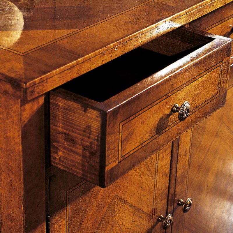 Credenza classica 2 porte 2 cassetti intarsio legno bassano 71x41x83 - Mobili 2G