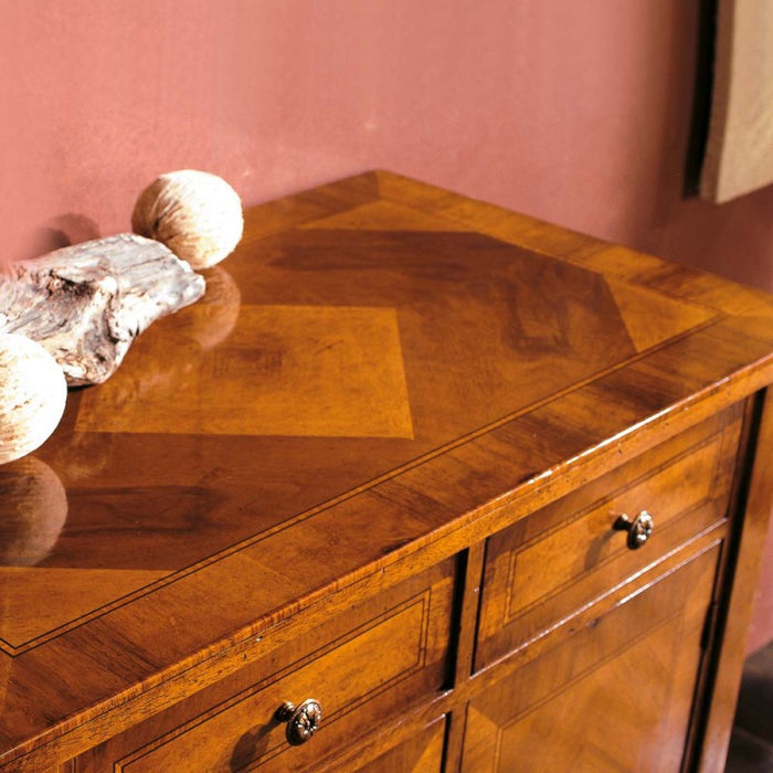 Credenza classica 2 porte 2 cassetti intarsio legno bassano 71x41x83 - Mobili 2G