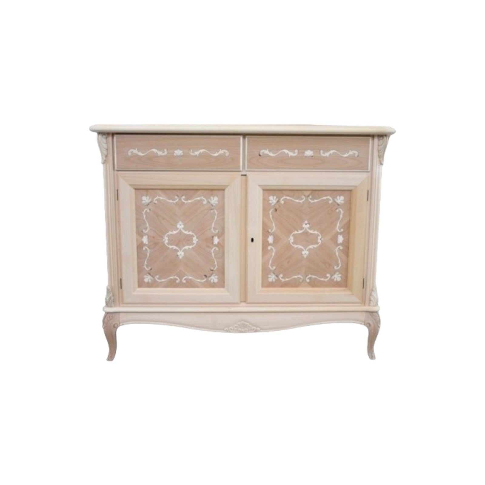 Credenza classica 2 porte 2 cassetti legno grezzo  l.111 p.44 h.91 - Mobili 2G