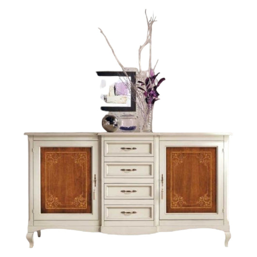 Credenza classica 2 porte 4 cassetti legno bicolore 200x52x113 - Mobili 2G