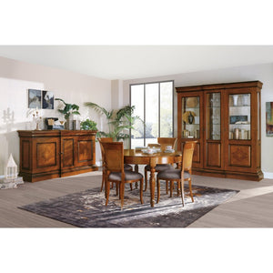 Credenza classica 3 porte 2 cassetti legno noce patinato 214x58x118