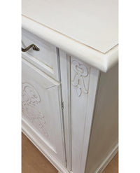 Credenza classica decoro legno 2 porte shabby bianco 184x50x106