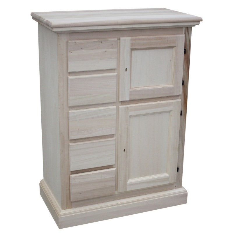 Credenza dispensa 2 porte 5 cassetti legno grezzo 75x40x100 - Mobili 2G