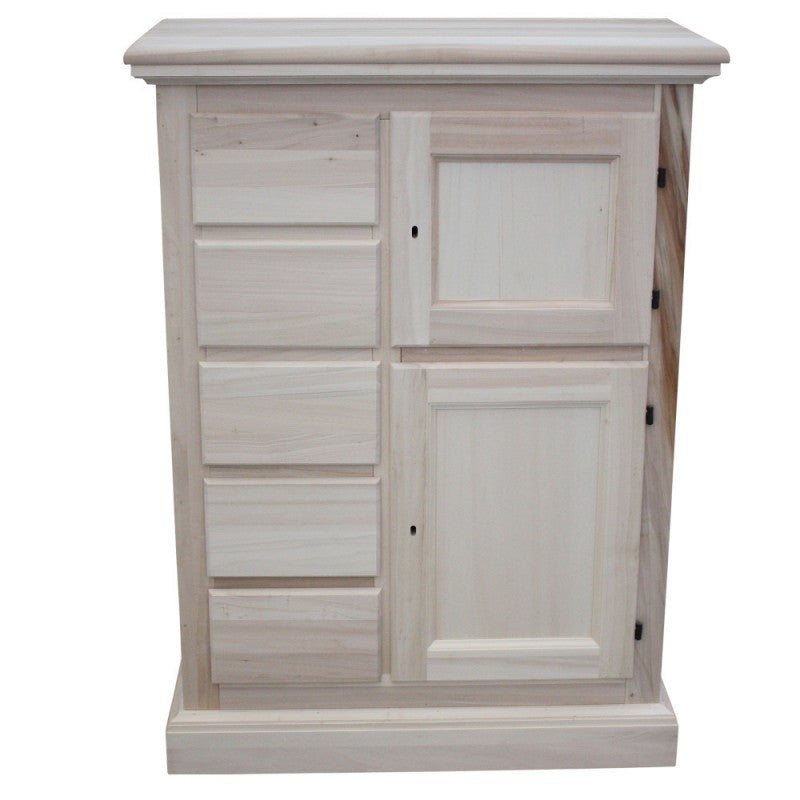 Credenza dispensa 2 porte 5 cassetti legno grezzo 75x40x100 - Mobili 2G