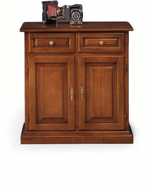 Credenza madia classica 2 porte 2 cassetti legno tinta noce 82x41x84 - Mobili 2G