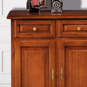 Credenza madia classica 2 porte 2 cassetti legno tinta noce 82x41x84 - Mobili 2G