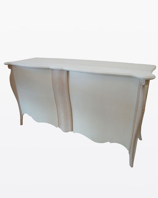 Credenza sagomata 2 porte 1 cassetto estraibile legno grezzo 165x52x88 - Mobili 2G