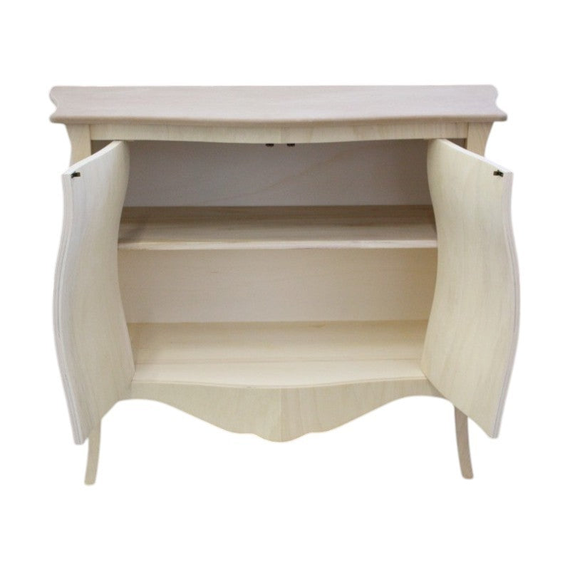 Credenza sagomata 2 porte legno grezzo 120x54x94 (2146) - Mobili 2G