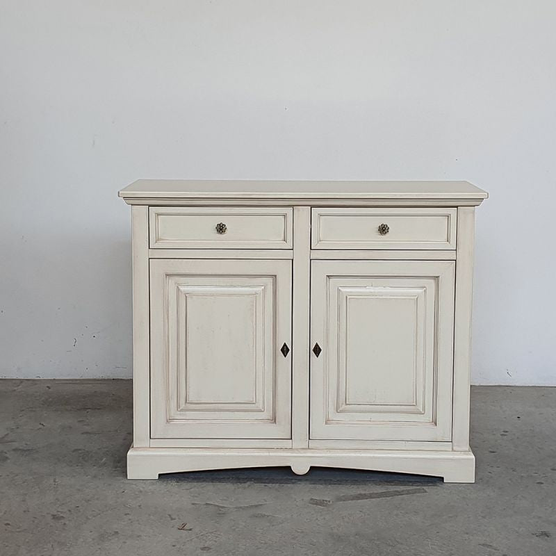 Credenza shabby 2 ante legno avorio anticato 117x46x96 - Mobili 2G