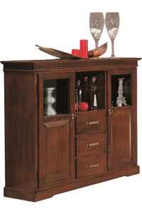 Credenza vetrina arte povera 2 porte 3 cassetti legno tinta noce 150x47x130 (1220) - Mobili 2G