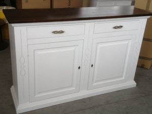 Credenzone shabby 2 ante 2 cassetti bianco/noce