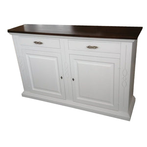 Credenzone shabby 2 ante 2 cassetti bianco/noce