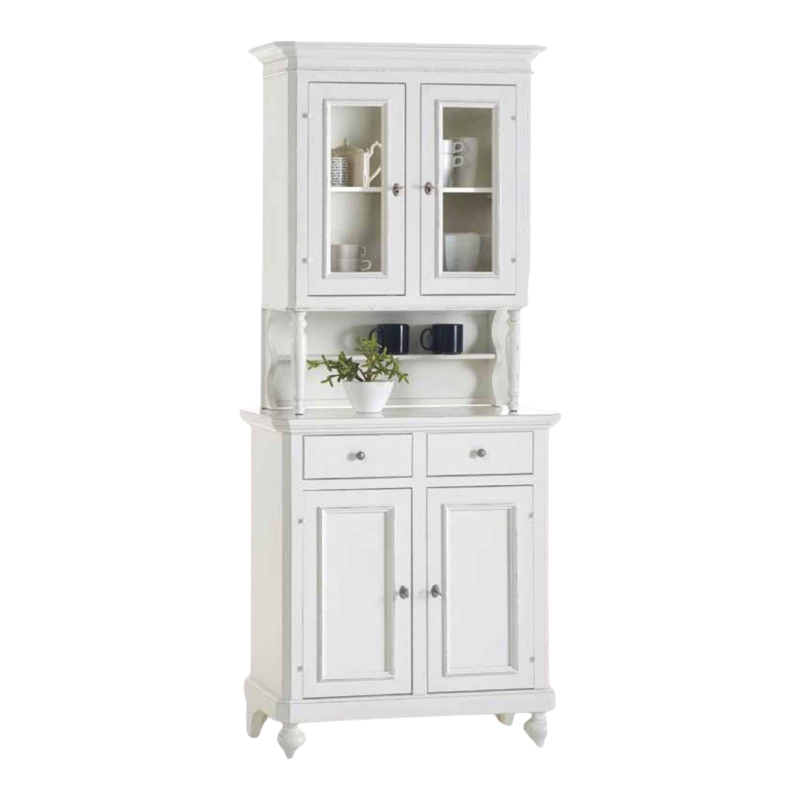 Cristalliera 2 ante napoletana arte povera in legno bianco 82x43x205 - Mobili 2G