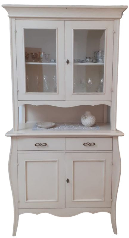Cristalliera 2 porte classica legno bianco shabby 105x50x209