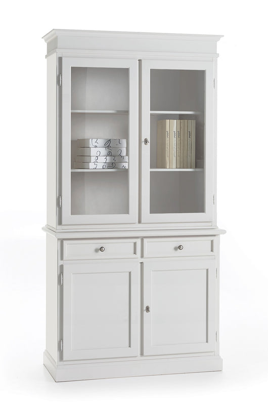 Cristalliera 2 porte in legno arte povera bianco sporco 106x42x203 - Mobili 2G