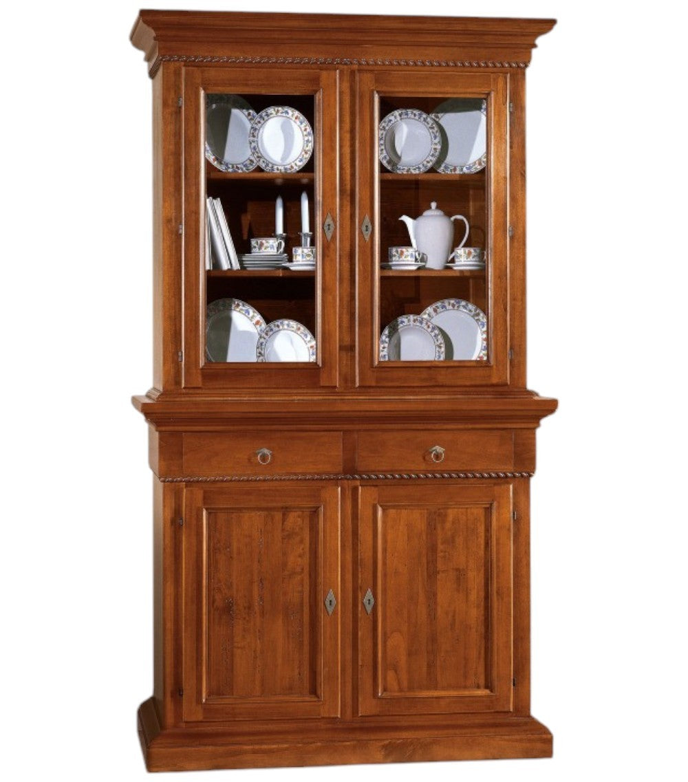 Cristalliera 2 porte in legno noce arte povera 135x50x228 (601+602) - Mobili 2G