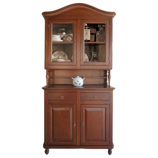 Cristalliera 2 porte legno cappello sagomato tinta noce 105x43x220 - Mobili 2G