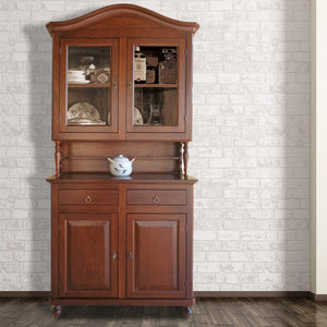 Cristalliera 2 porte legno cappello sagomato tinta noce 105x43x220 - Mobili 2G