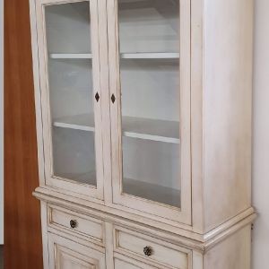 Cristalliera 2 porte legno shabby bianco anticato 117x46x220 - Mobili 2G