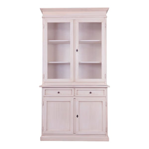 Cristalliera 2 porte legno shabby bianco invecchiato 105x42x206 - Mobili 2G