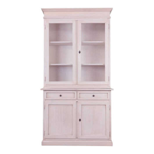 Cristalliera 2 porte legno shabby bianco invecchiato 105x42x206 - Mobili 2G