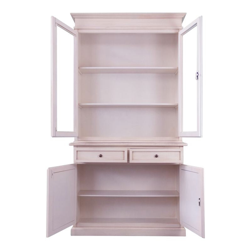 Cristalliera 2 porte legno shabby bianco invecchiato 105x42x206 - Mobili 2G