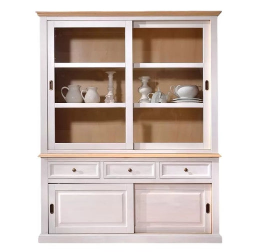 Cristalliera 2 porte scorrevoli in legno bianco/naturale l.157 p.53 h.200 - Mobili 2G