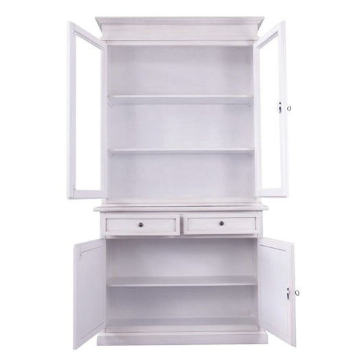 Cristalliera 2 porte shabby legno bianco anticato decorato 105x42x205 - Mobili 2G