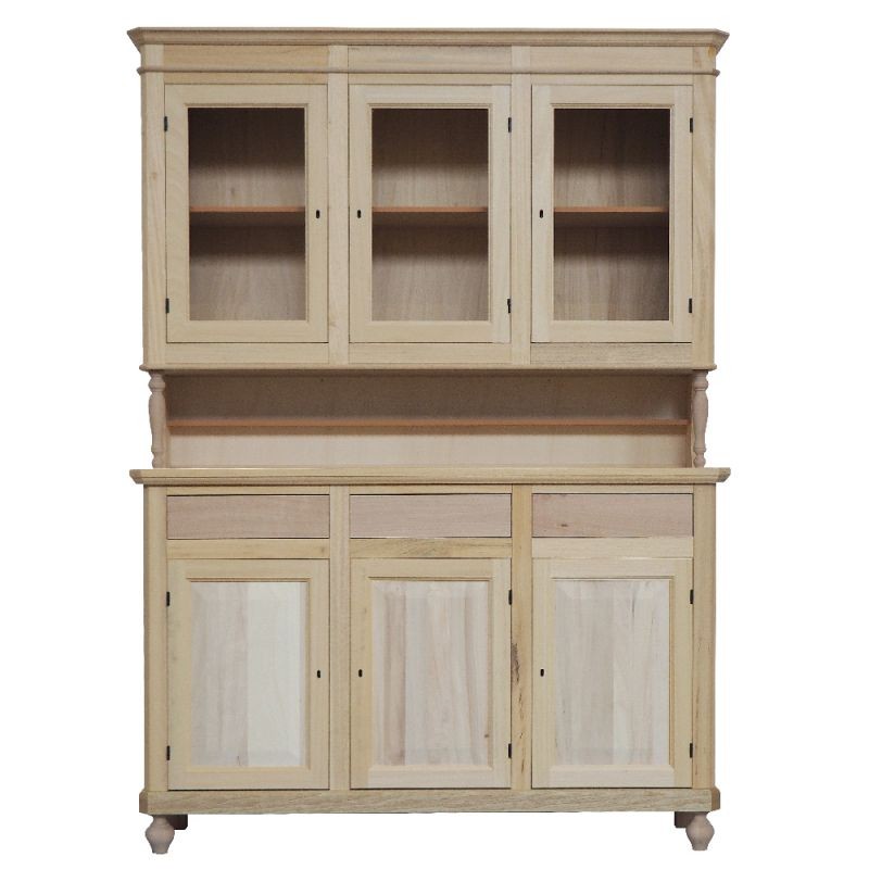 Cristalliera 3 ante arte povera in legno grezza l. 150 p.43 h.210