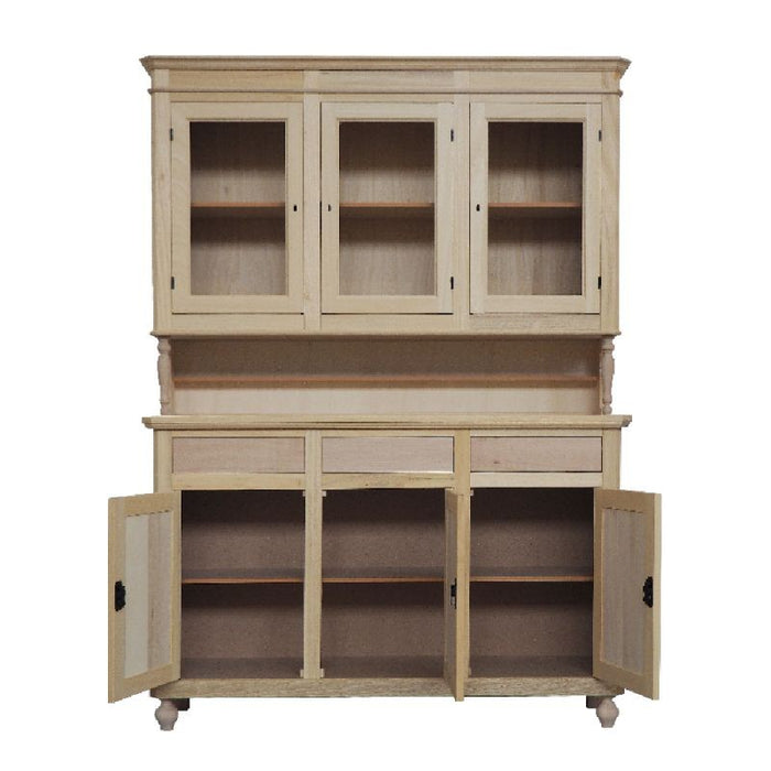 Cristalliera 3 ante arte povera in legno grezza l. 150 p.43 h.210