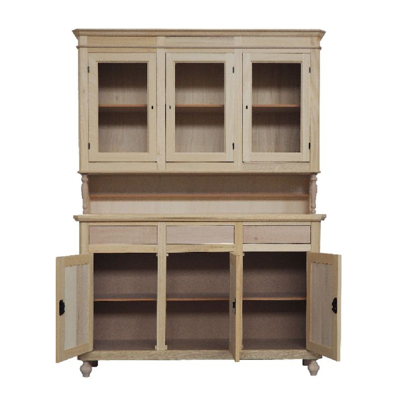 Cristalliera 3 ante arte povera in legno grezza l. 150 p.43 h.210