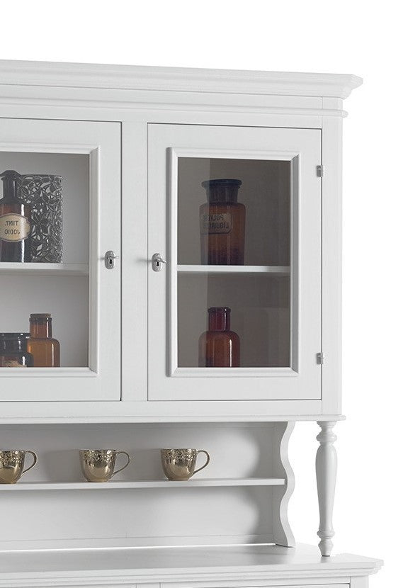 Cristalliera 3 ante arte povera napoletana bianco sporco l.160 p.50/41 h.221 - Mobili 2G