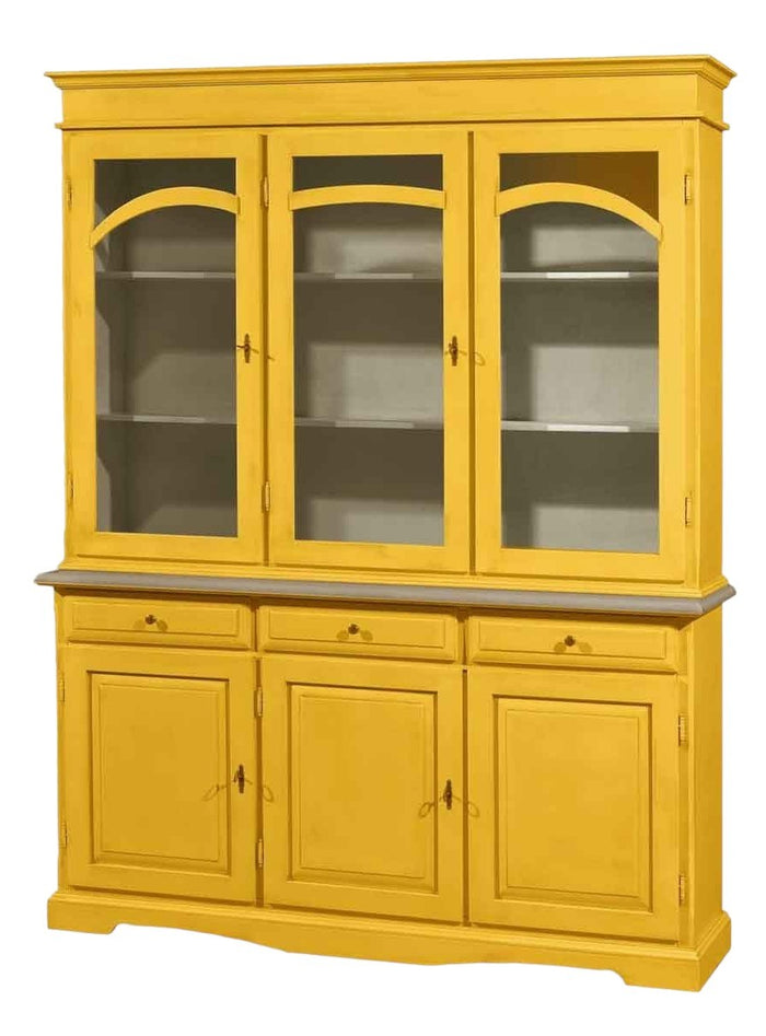 Cristalliera 3 ante legno pennellato gialla 156x42x205 - Mobili 2G