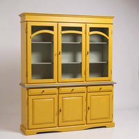 Cristalliera 3 ante legno pennellato gialla 156x42x205 - Mobili 2G