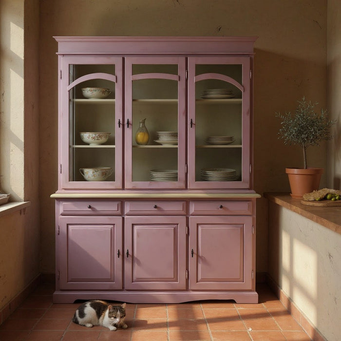 Cristalliera 3 ante legno pennellato lavanda 156x42x205 - Mobili 2G