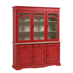 Cristalliera 3 ante legno pennellato rosso 156x42x205 - Mobili 2G