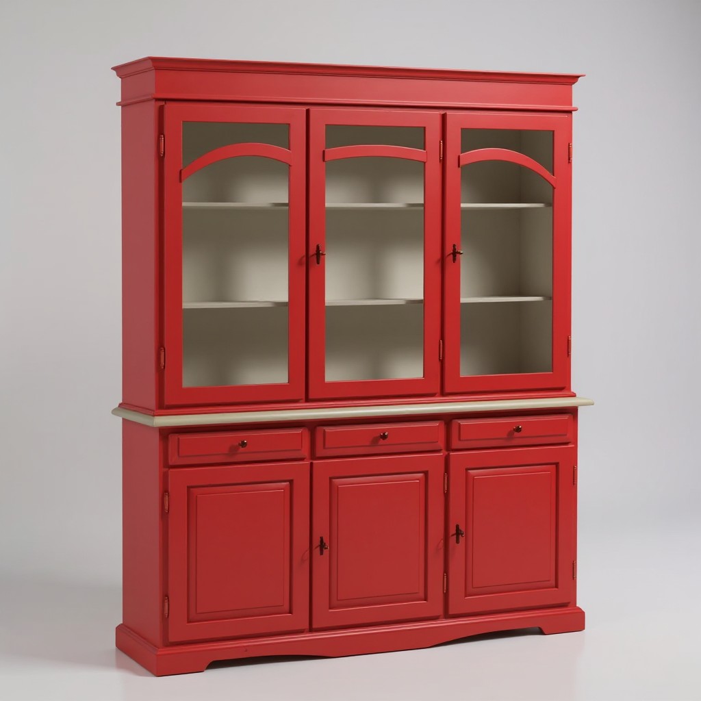 Cristalliera 3 ante legno pennellato rosso 156x42x205 - Mobili 2G