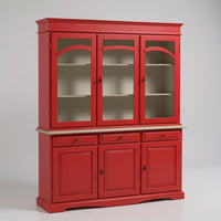 Cristalliera 3 ante legno pennellato rosso 156x42x205 - Mobili 2G