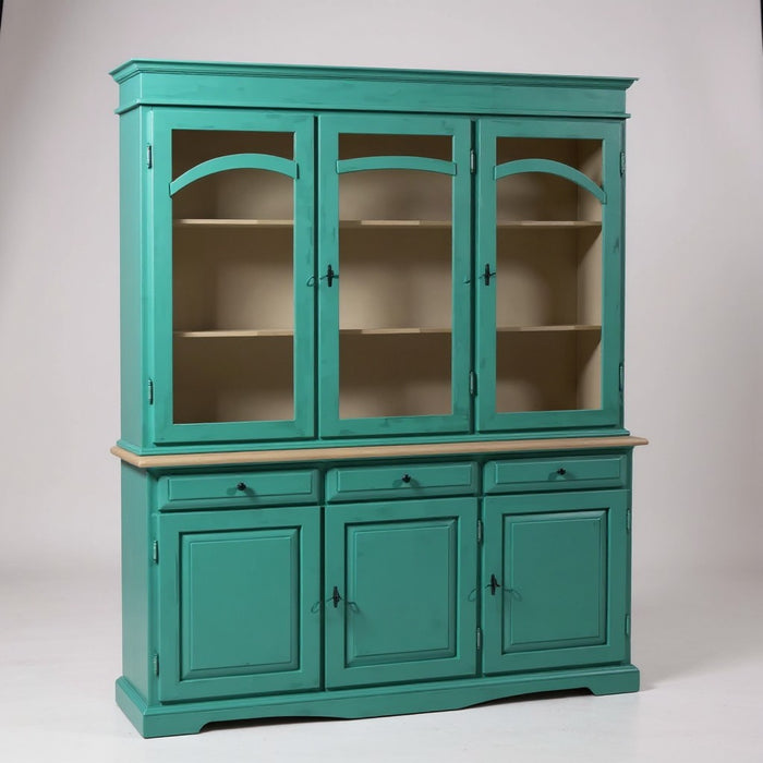 Cristalliera 3 ante legno pennellato verde 156x42x205 - Mobili 2G