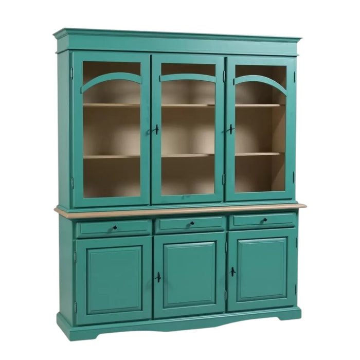 Cristalliera 3 ante legno pennellato verde 156x42x205 - Mobili 2G