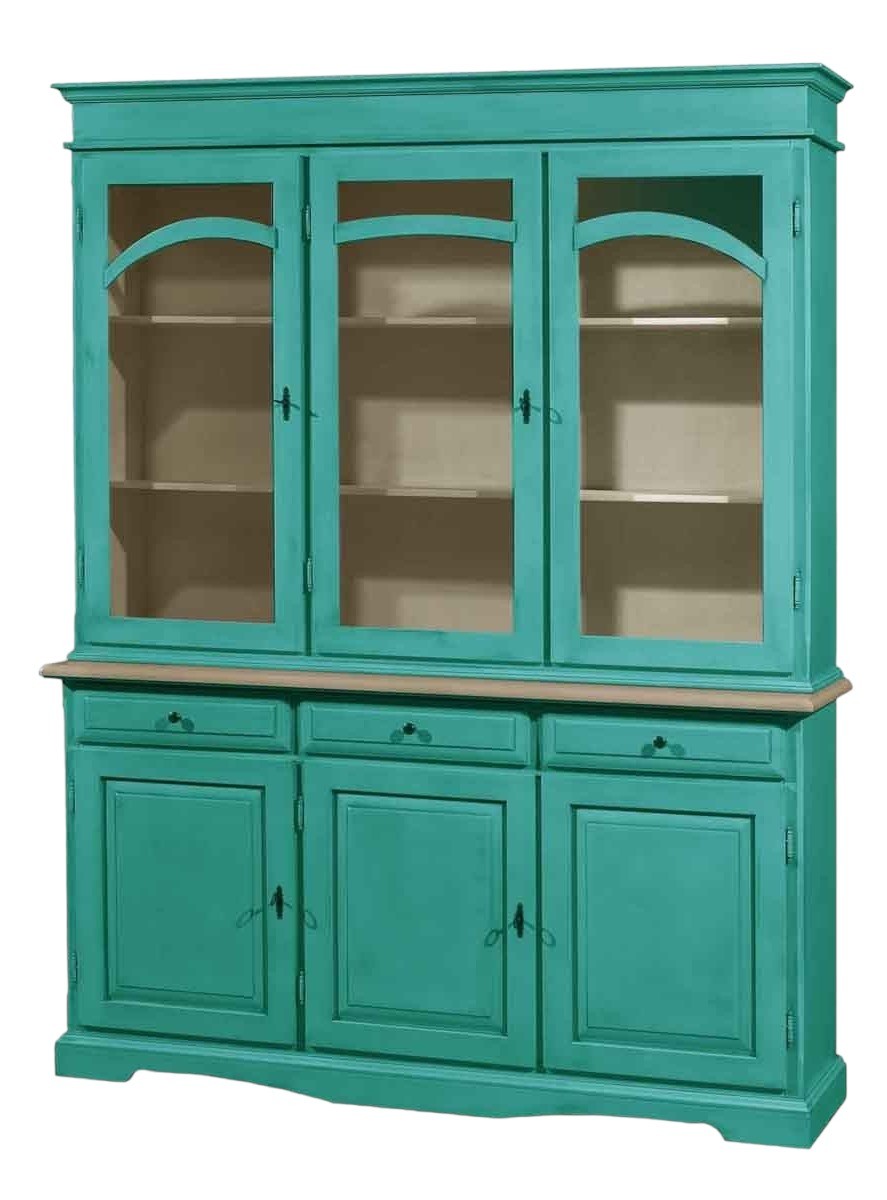 Cristalliera 3 ante legno pennellato verde 156x42x205 - Mobili 2G